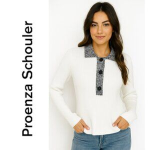 Proenza Schouler Ribbed Polo Sweater (Light spots in some parts of fabric)
